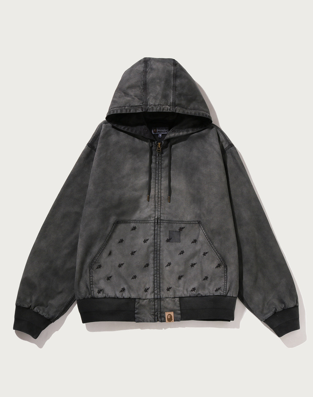 GARMENT DYED ZIP HOODED JACKET MENS