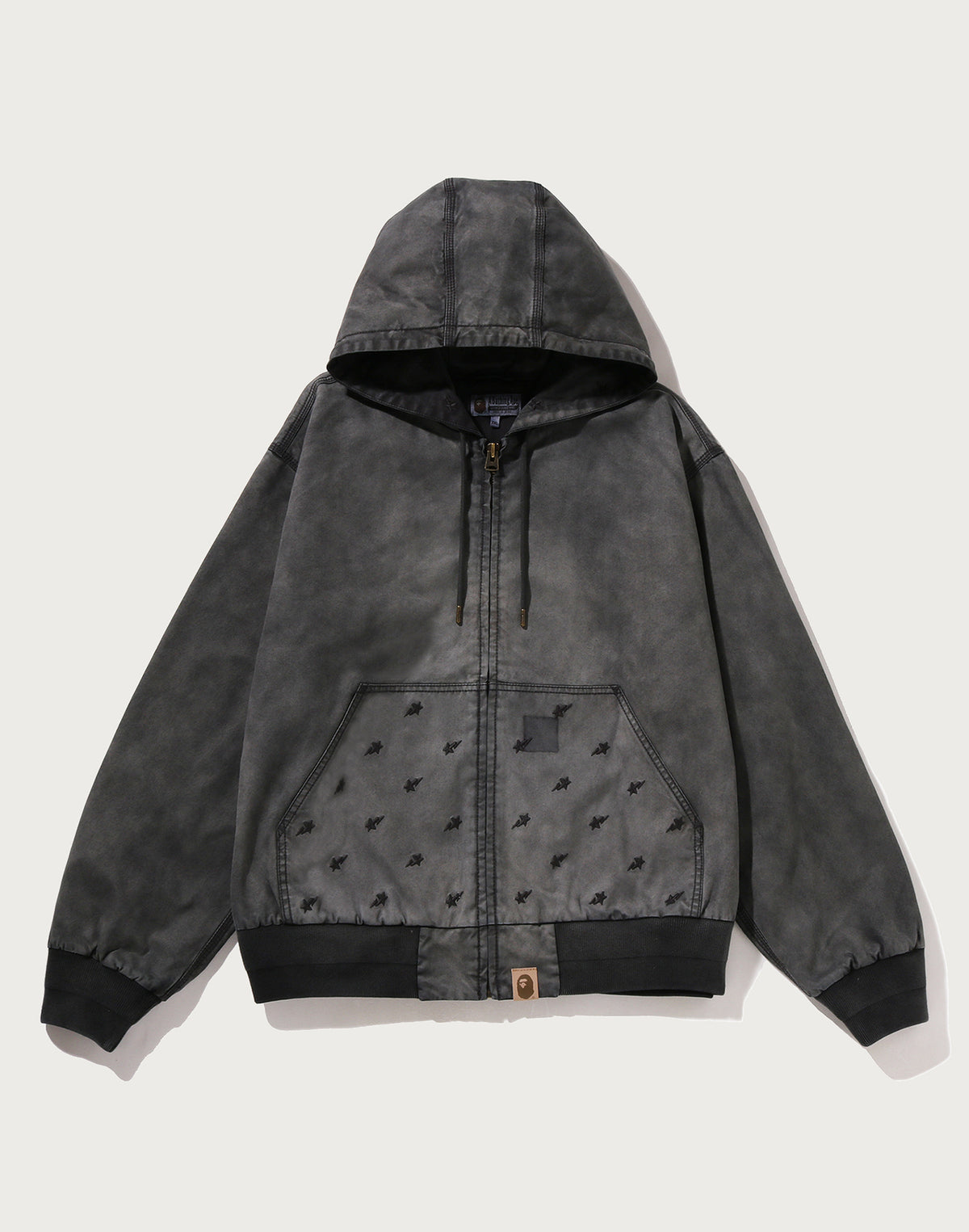 GARMENT DYED ZIP HOODED JACKET MENS