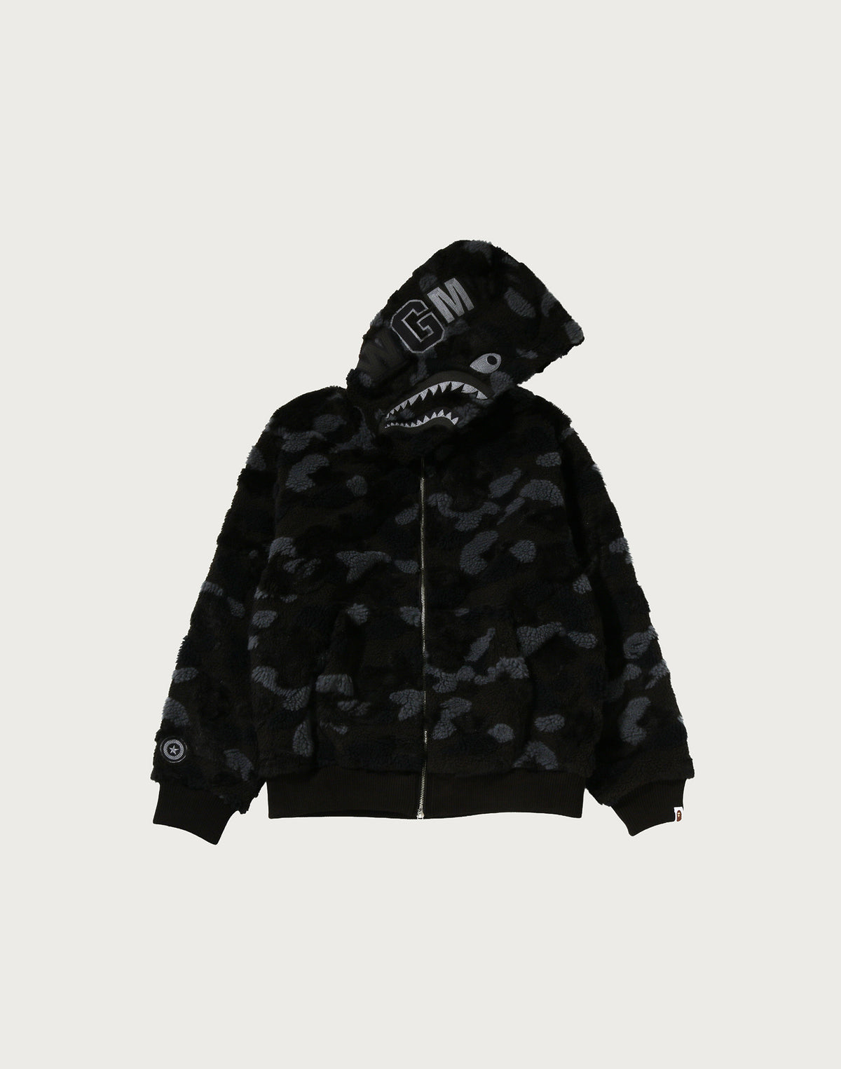 COLOR CAMO SHARK BOA CROPPED FIT ZIP HOODIE MENS