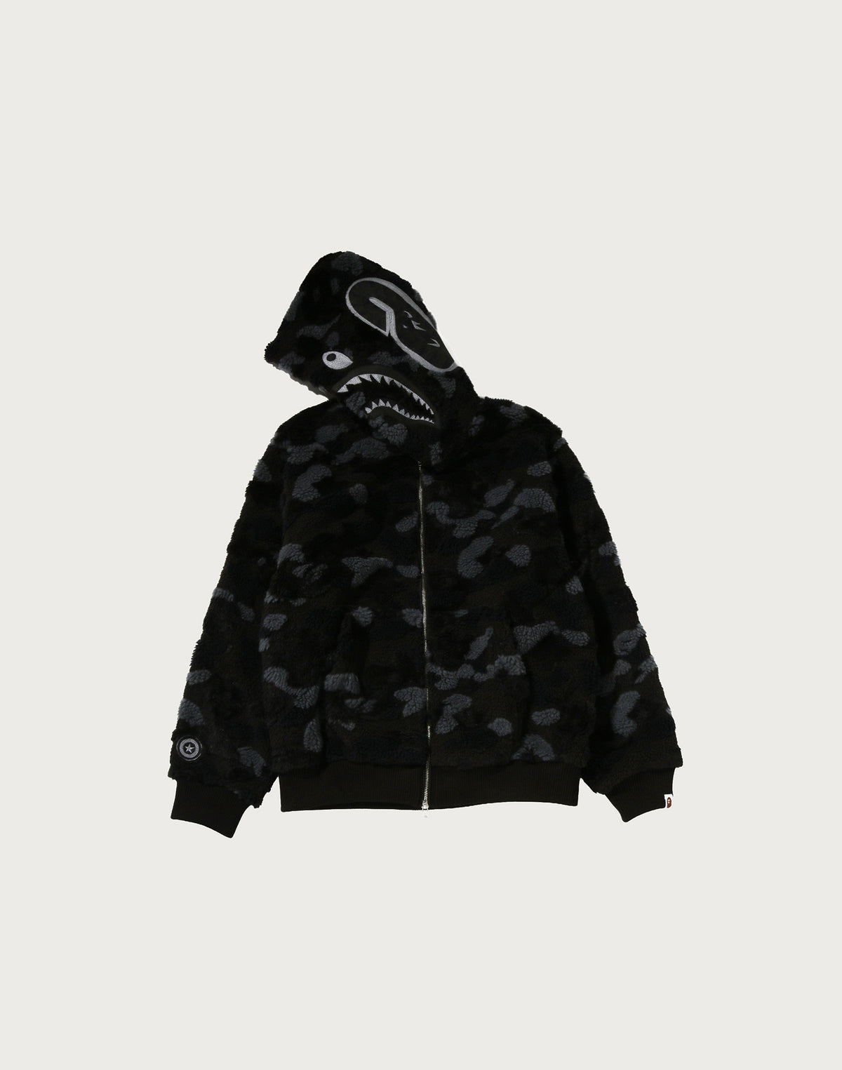 COLOR CAMO SHARK BOA CROPPED FIT ZIP HOODIE MENS