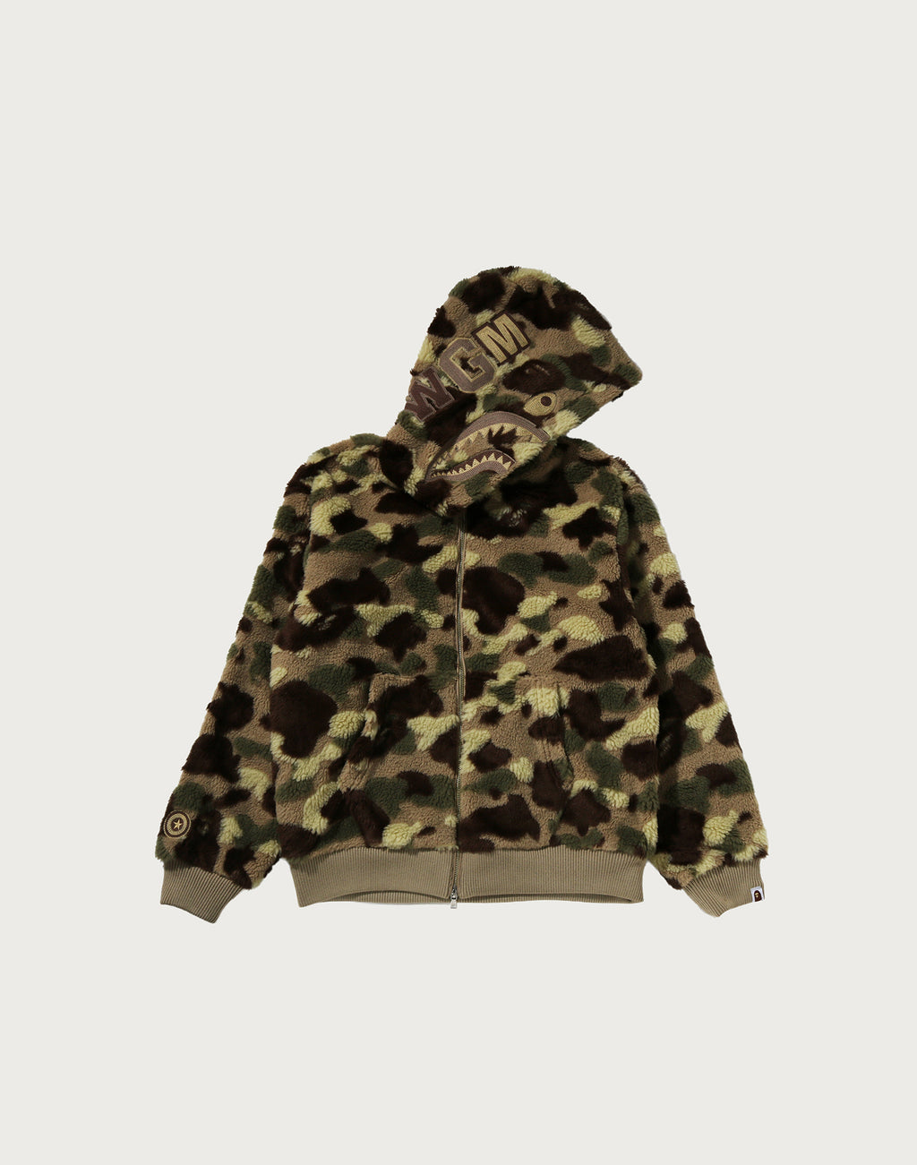 COLOR CAMO SHARK BOA CROPPED FIT ZIP HOODIE MENS
