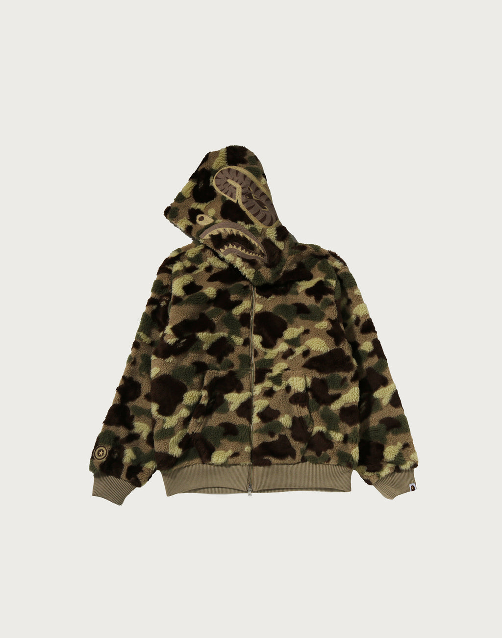 COLOR CAMO SHARK BOA CROPPED FIT ZIP HOODIE MENS
