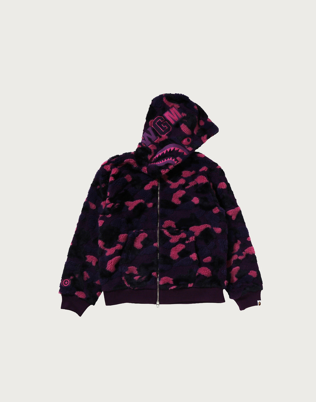 COLOR CAMO SHARK BOA CROPPED FIT ZIP HOODIE MENS