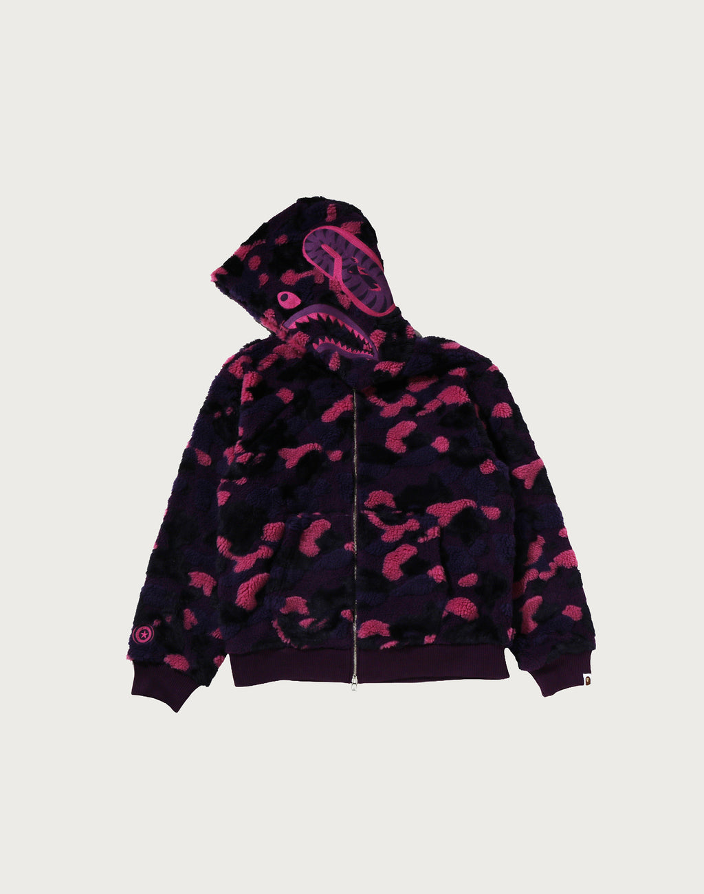 COLOR CAMO SHARK BOA CROPPED FIT ZIP HOODIE MENS