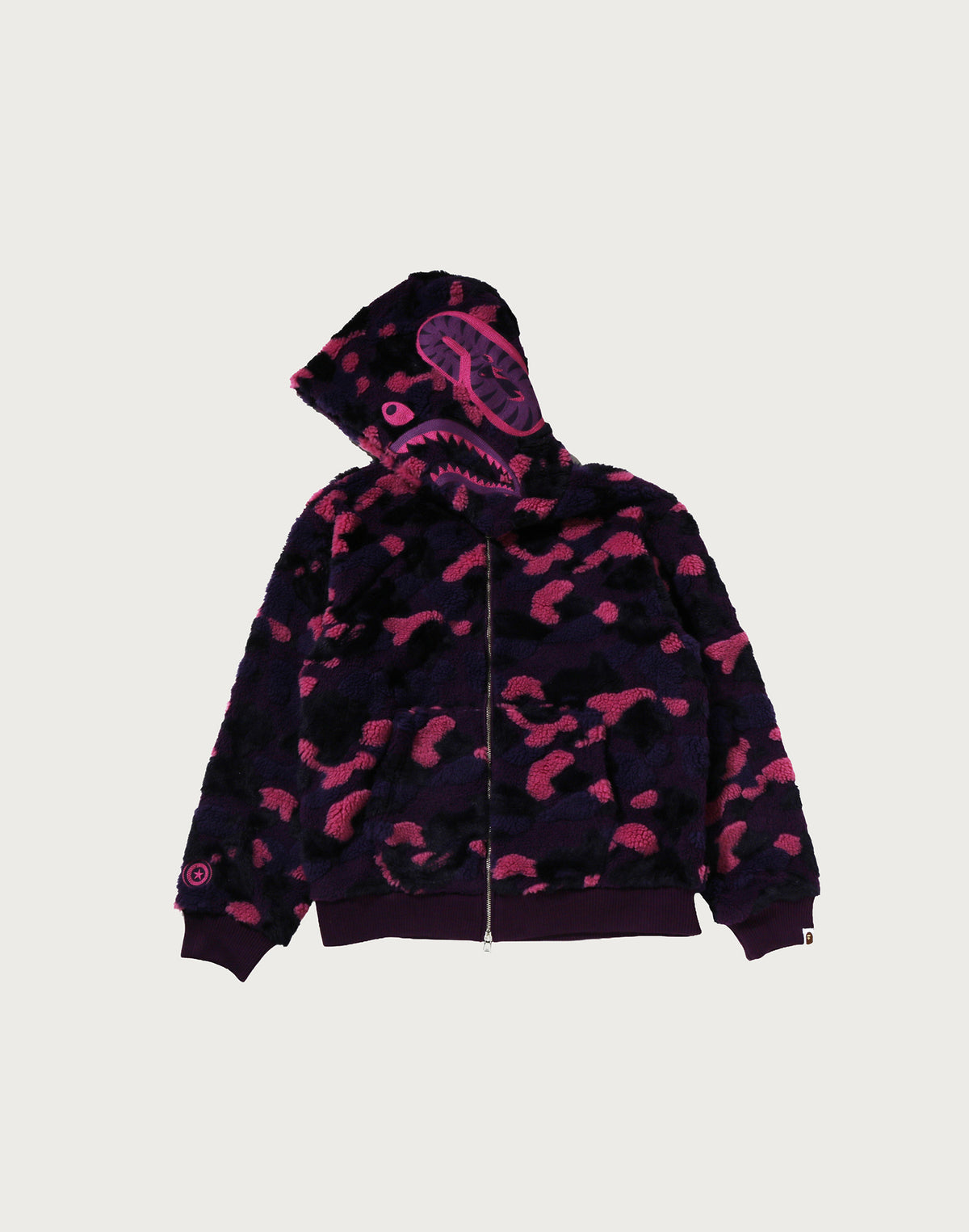 COLOR CAMO SHARK BOA CROPPED FIT ZIP HOODIE MENS