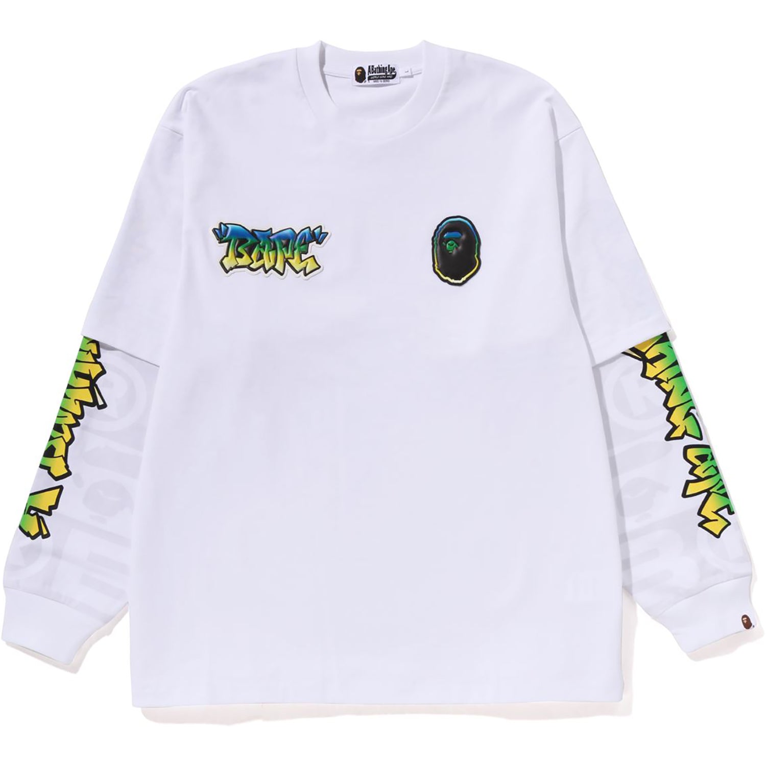 LUX SPORT PATTERN OVERSIZED DOUBLE LONG SLEEVE TEE MENS us.bape