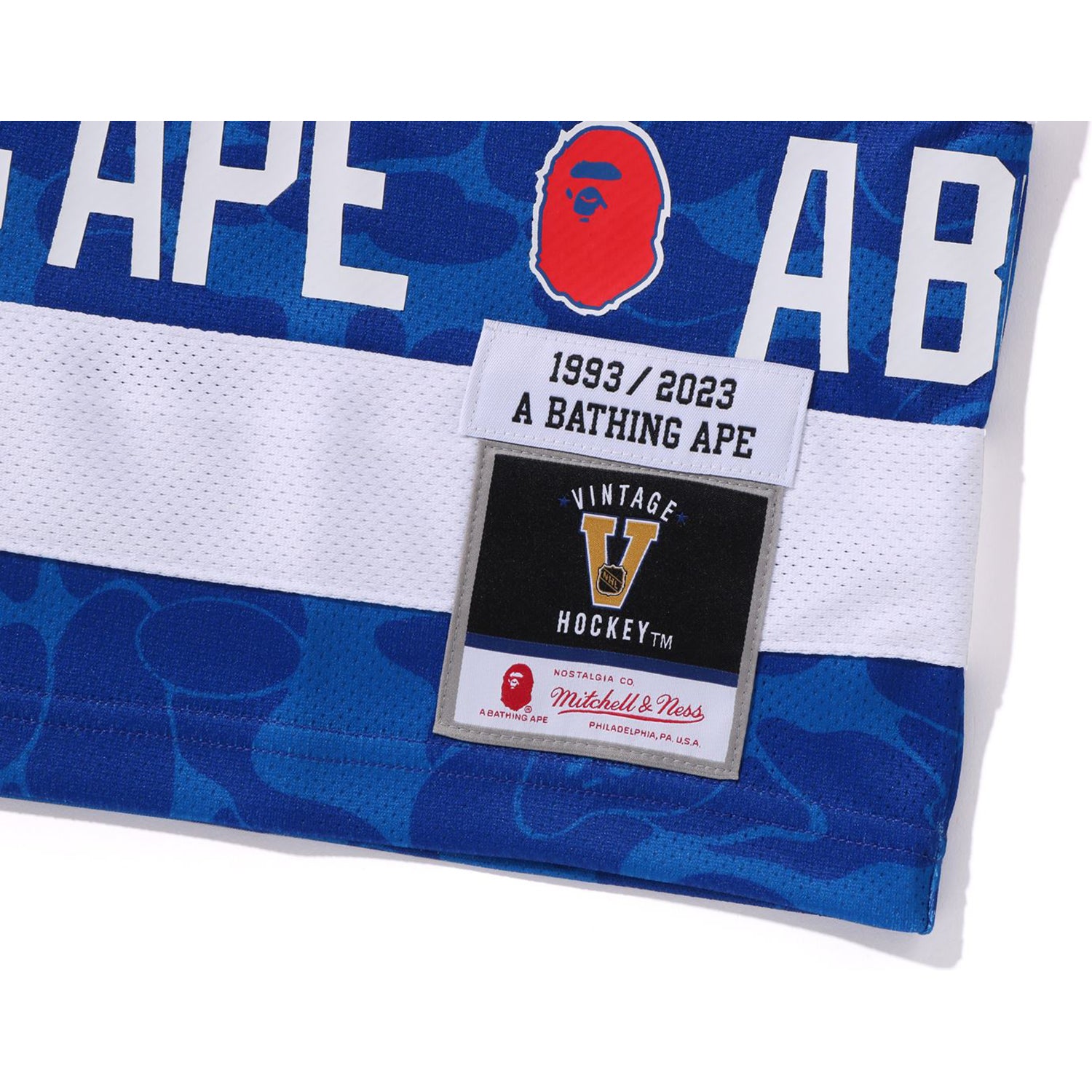 BAPE X MITCHELL & NESS NHL NEW YORK RANGERS MESH HOCKEY JERSEY L/S TEE