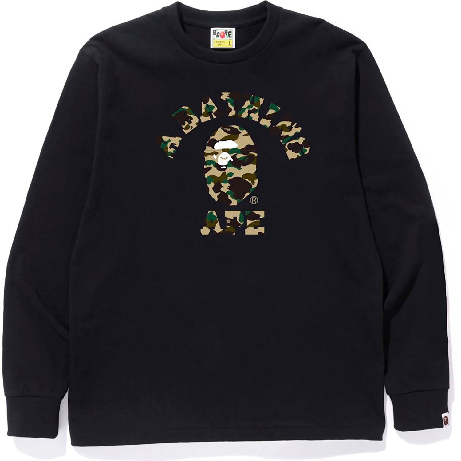 Tシャツ・カットソー BAPE Color Camo College L/S T-Shirt Black Navy A Bathing Ape Men Color Camo College Tee black navy