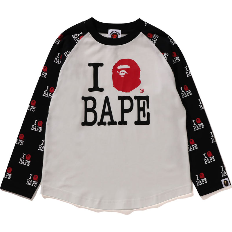 I LOVE BAPE RAGLAN LS TEE KIDS