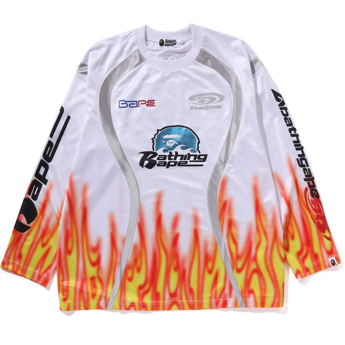 FLAME PATTERN MULTI LOGO RELAXED FIT FOOTBALL JERSEY MENS