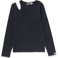 PIGMENT DYED CUT OUT RIB L/S TEE LADIES