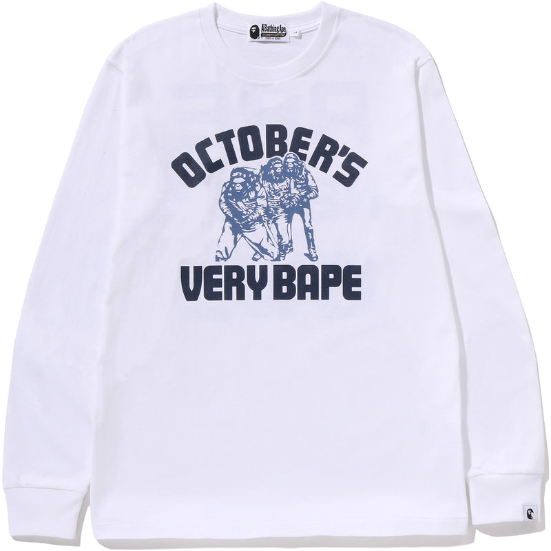 BAPE X OVO COLLEGE LONG SLEEVE TEE MENS