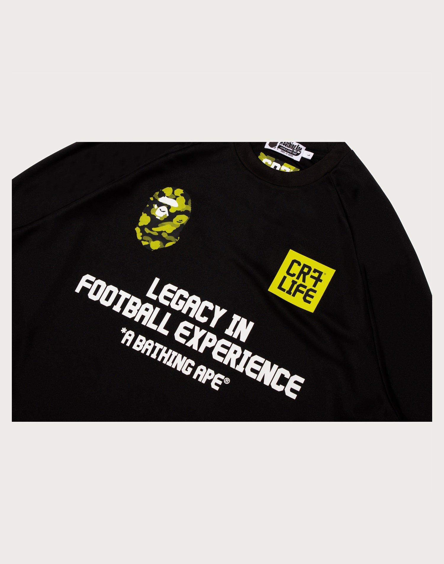 BAPE X CR7 LIFE MULTI LOGO POLY RELAXED FIT LS FOOTBALL JERSEY MENS