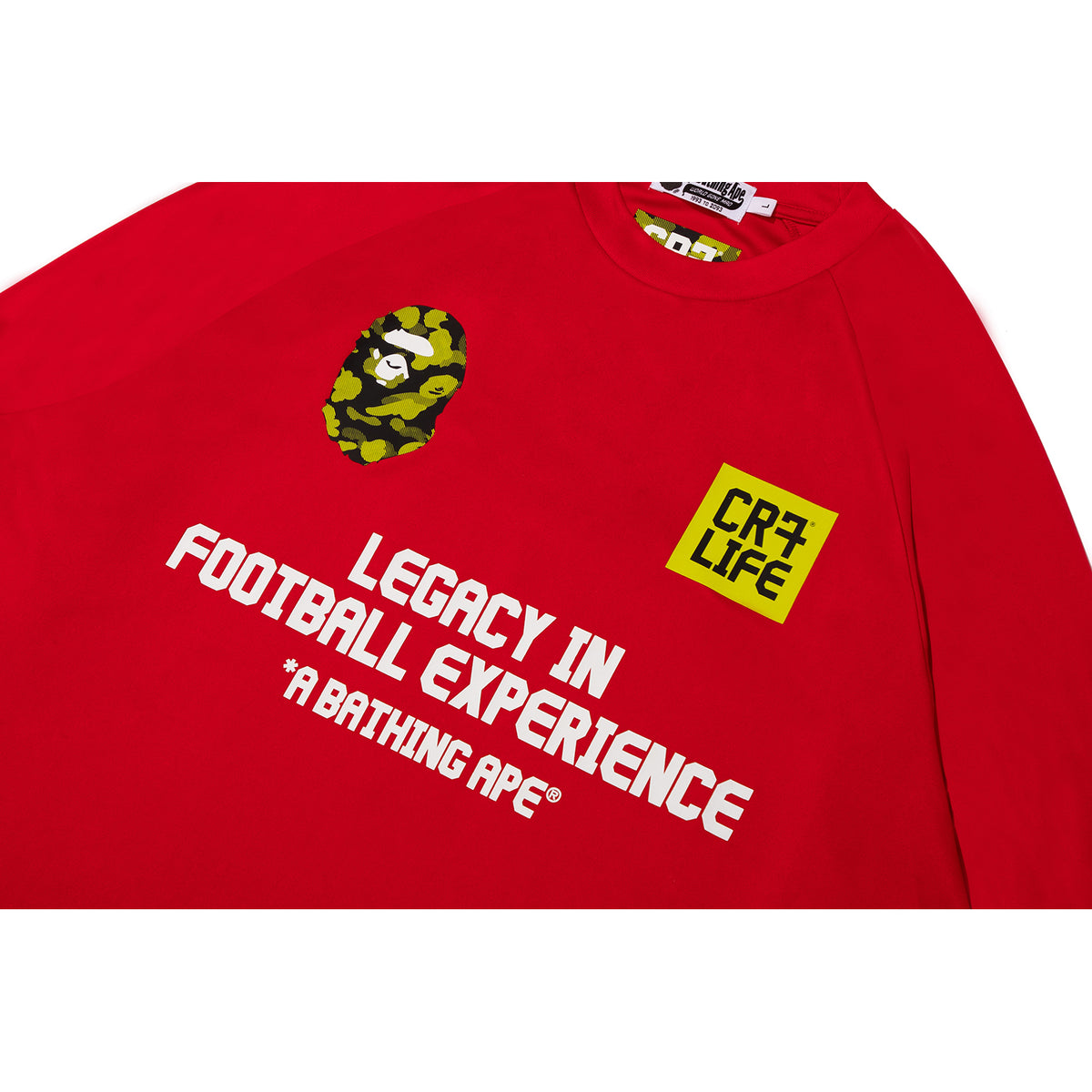 BAPE X CR7 LIFE MULTI LOGO POLY RELAXED FIT LS FOOTBALL JERSEY MENS