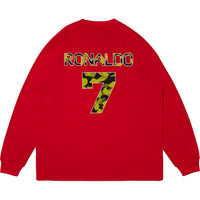 BAPE X CR7 LIFE MULTI LOGO POLY RELAXED FIT LS FOOTBALL JERSEY MENS