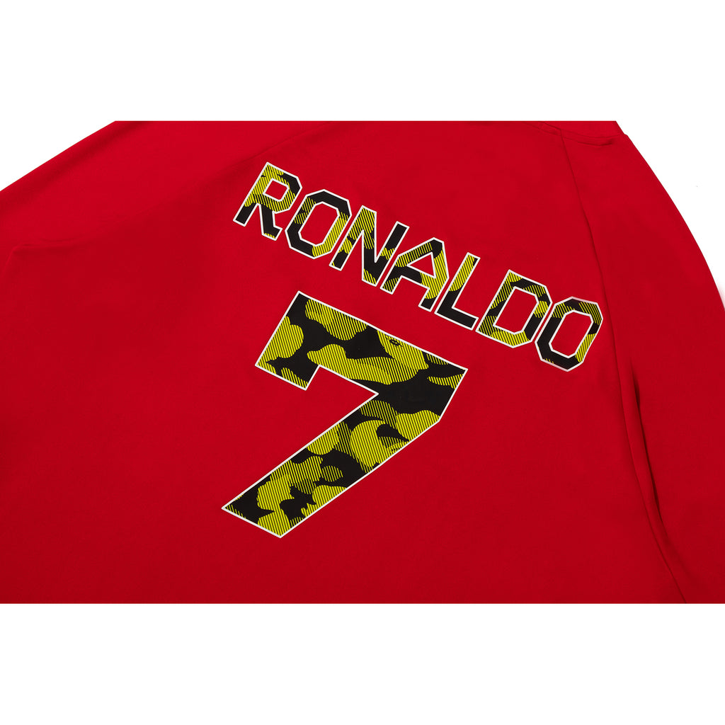 BAPE X CR7 LIFE MULTI LOGO POLY RELAXED FIT LS FOOTBALL JERSEY MENS
