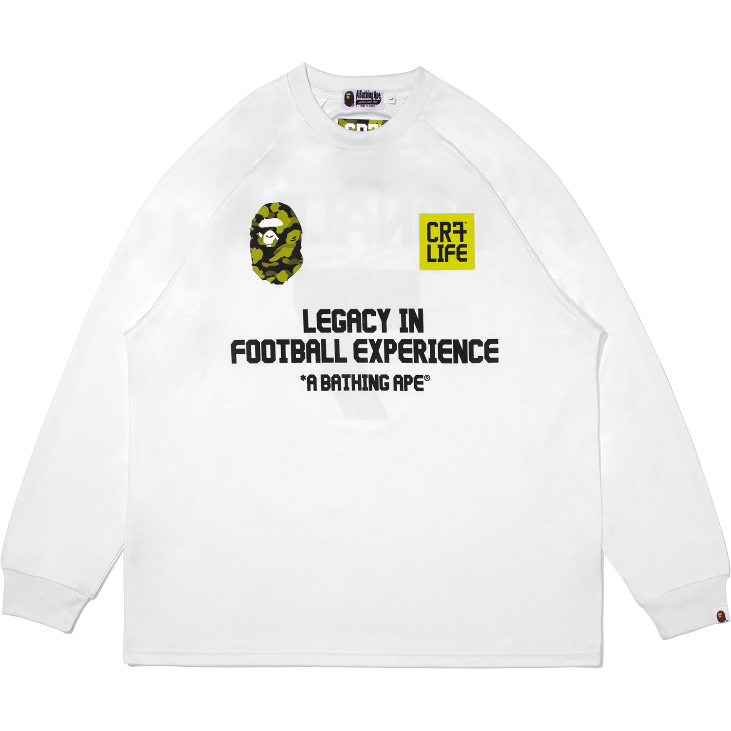 BAPE x CR7 LIFE Jersey Lサイズ BAPE X CR7 LIFE 】MULTI LOGO POLY RELAXED FIT LS FOOTBALL JERSEY