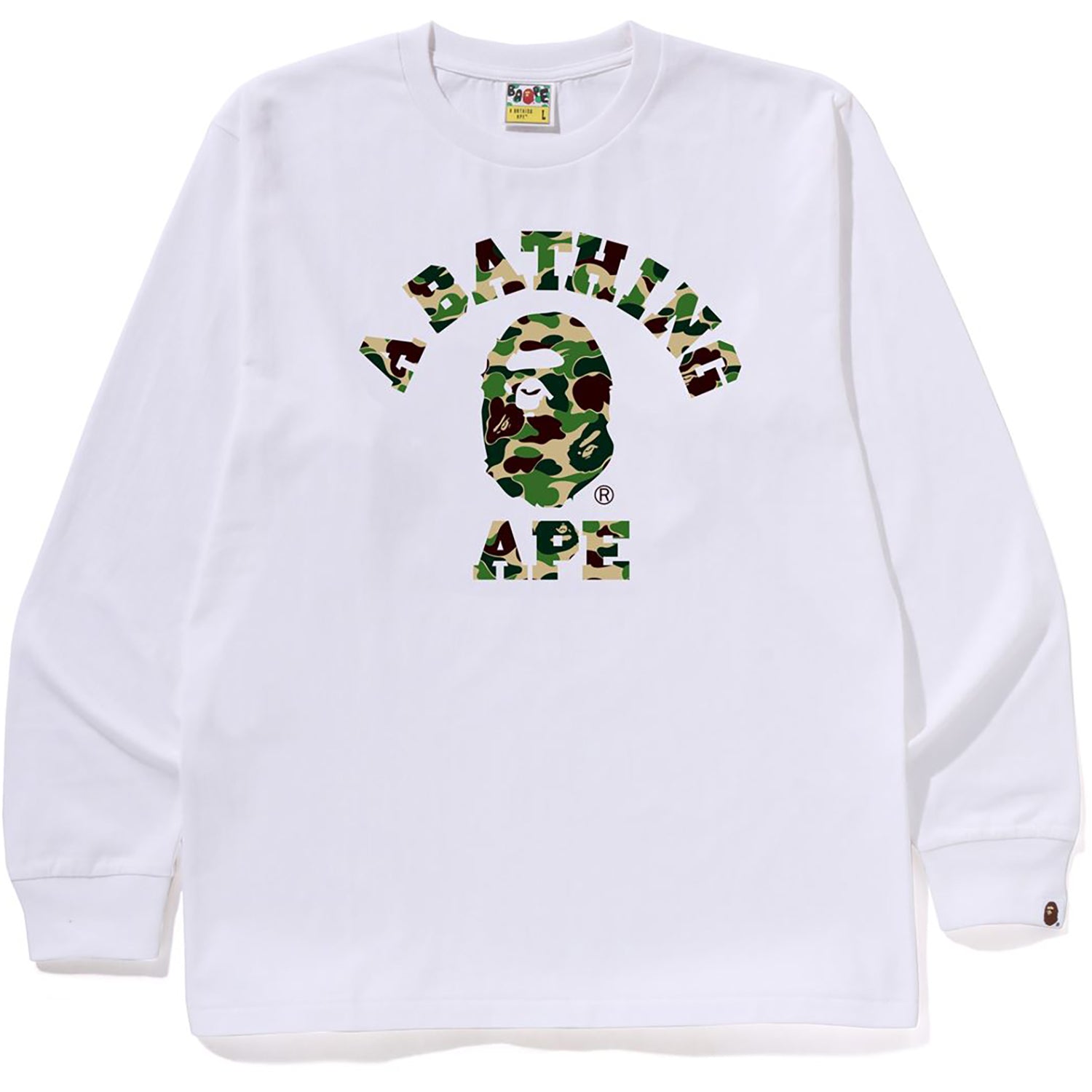 トップス A BATHING APE ABC CAMO COLLEGE LS TEE BAPE Mens Classic ABC CAMO College Long Sleeve T-Shirt Cotton 2025