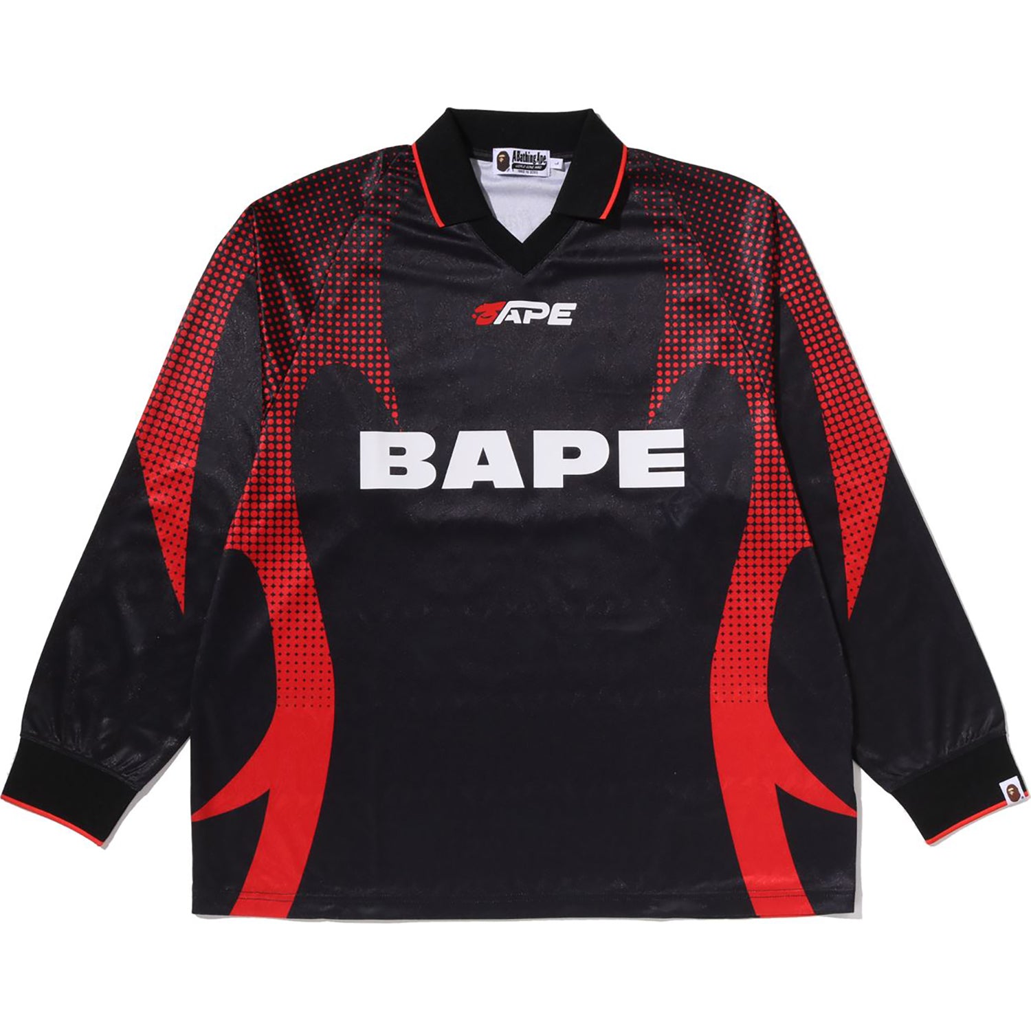 APE FLAME MONOGRAM JACQUARD LOGO RELAXED FIT FOOTBALL JERSEY MENS