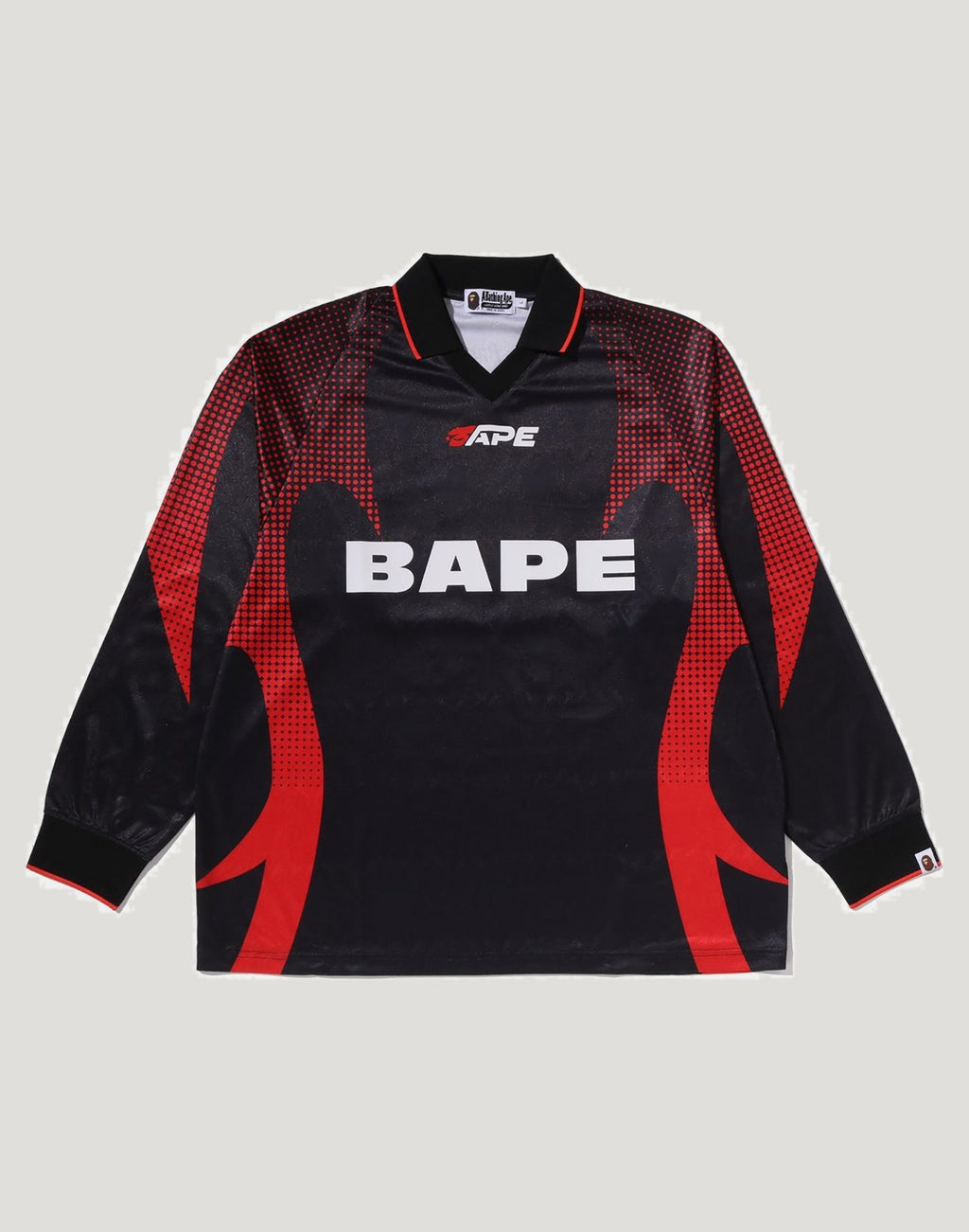 APE FLAME MONOGRAM JACQUARD LOGO RELAXED FIT FOOTBALL JERSEY MENS