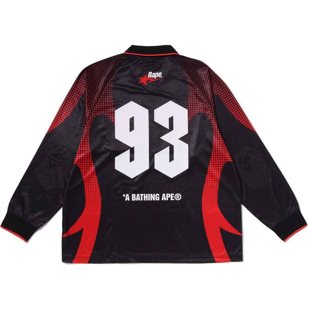 APE FLAME MONOGRAM JACQUARD LOGO RELAXED FIT FOOTBALL JERSEY MENS