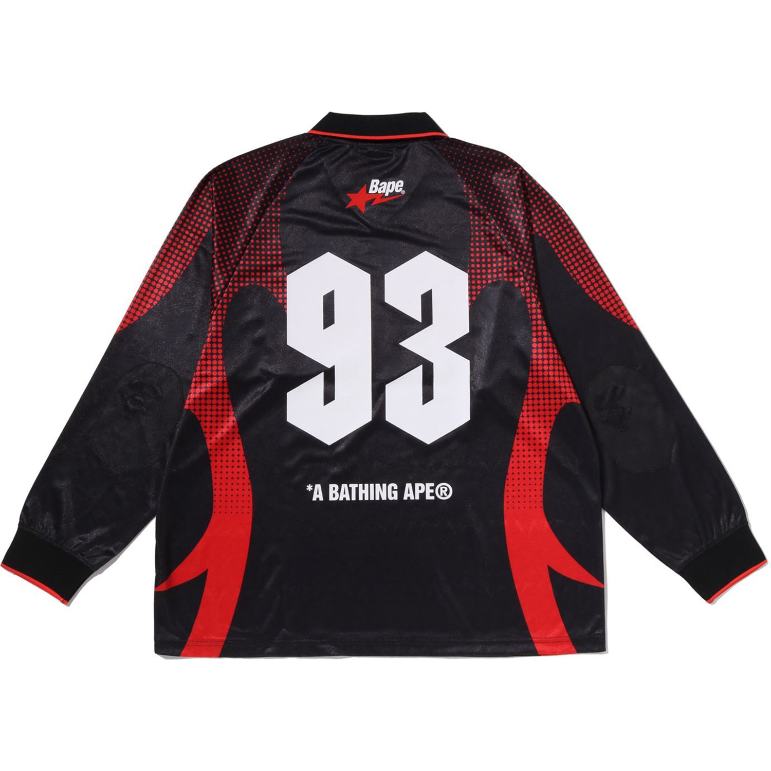 APE FLAME MONOGRAM JACQUARD LOGO RELAXED FIT FOOTBALL JERSEY MENS