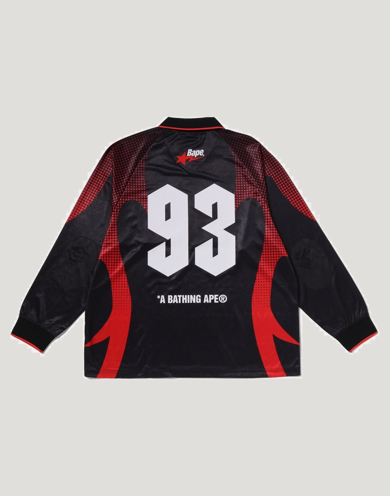 APE FLAME MONOGRAM JACQUARD LOGO RELAXED FIT FOOTBALL JERSEY MENS