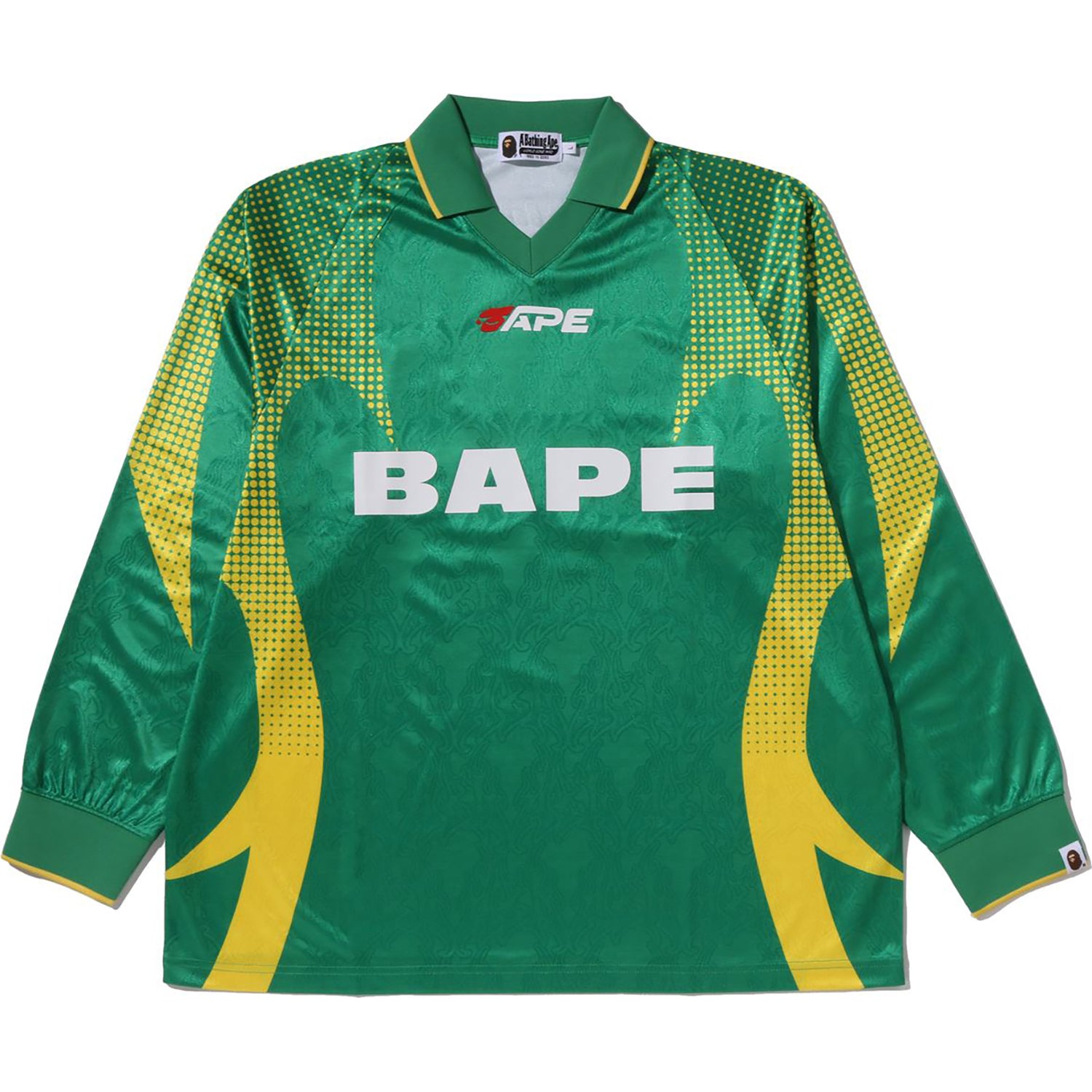 APE FLAME MONOGRAM JACQUARD LOGO RELAXED FIT FOOTBALL JERSEY MENS