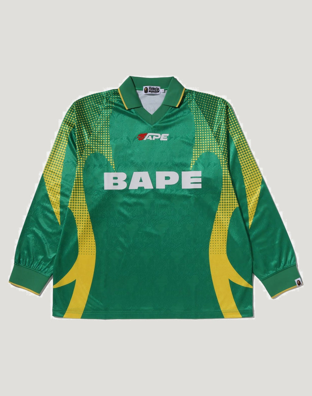 APE FLAME MONOGRAM JACQUARD LOGO RELAXED FIT FOOTBALL JERSEY MENS