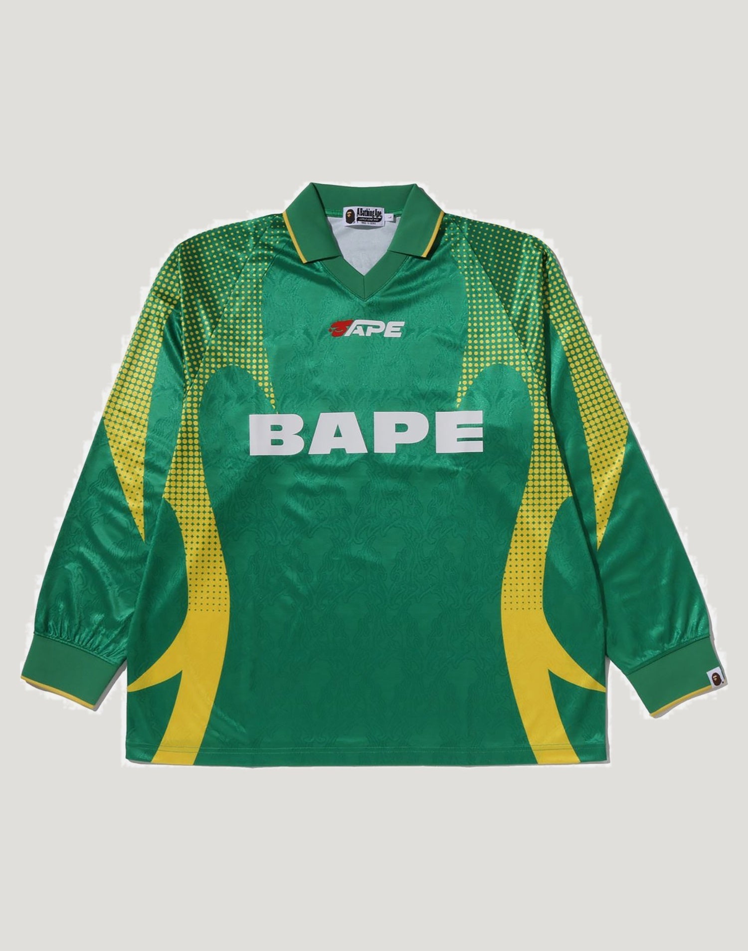 APE FLAME MONOGRAM JACQUARD LOGO RELAXED FIT FOOTBALL JERSEY MENS