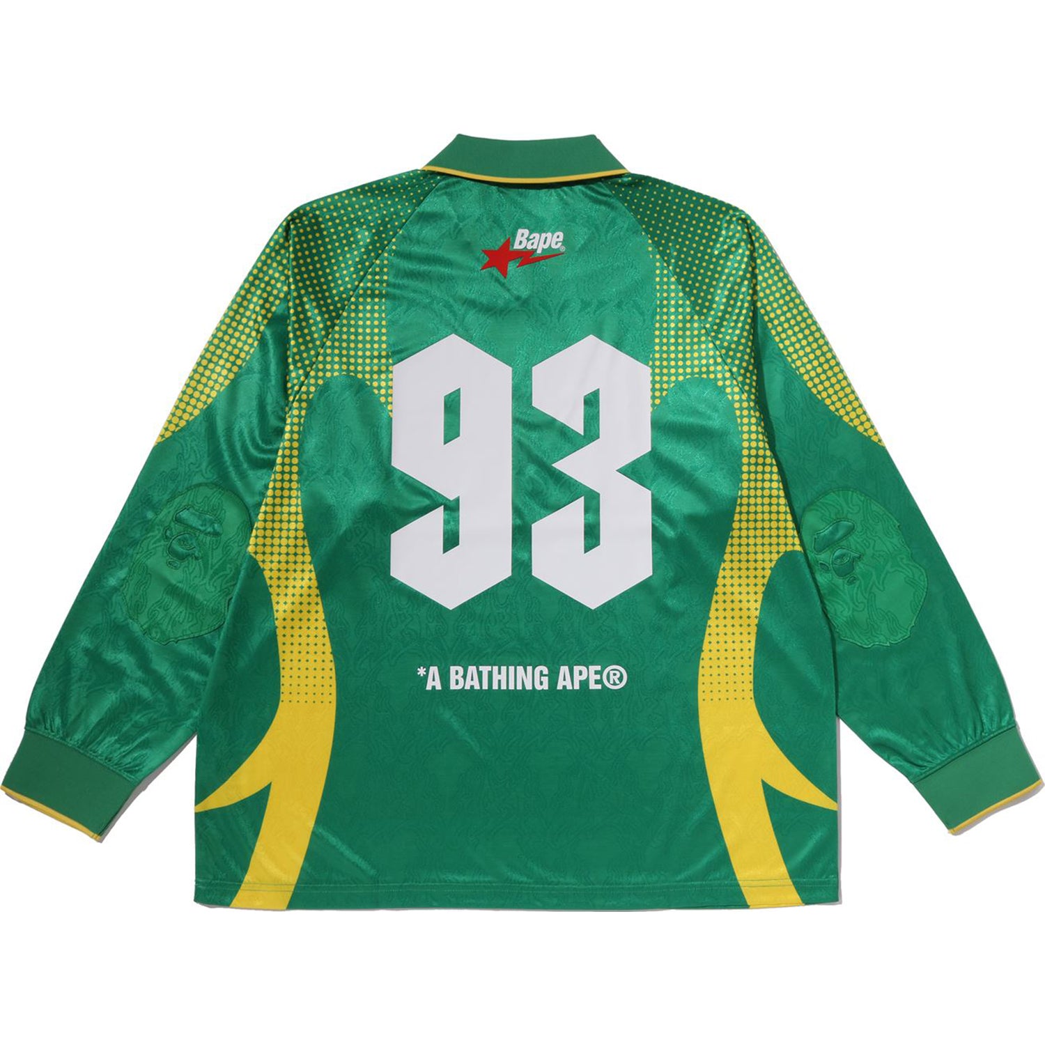 APE FLAME MONOGRAM JACQUARD LOGO RELAXED FIT FOOTBALL JERSEY MENS