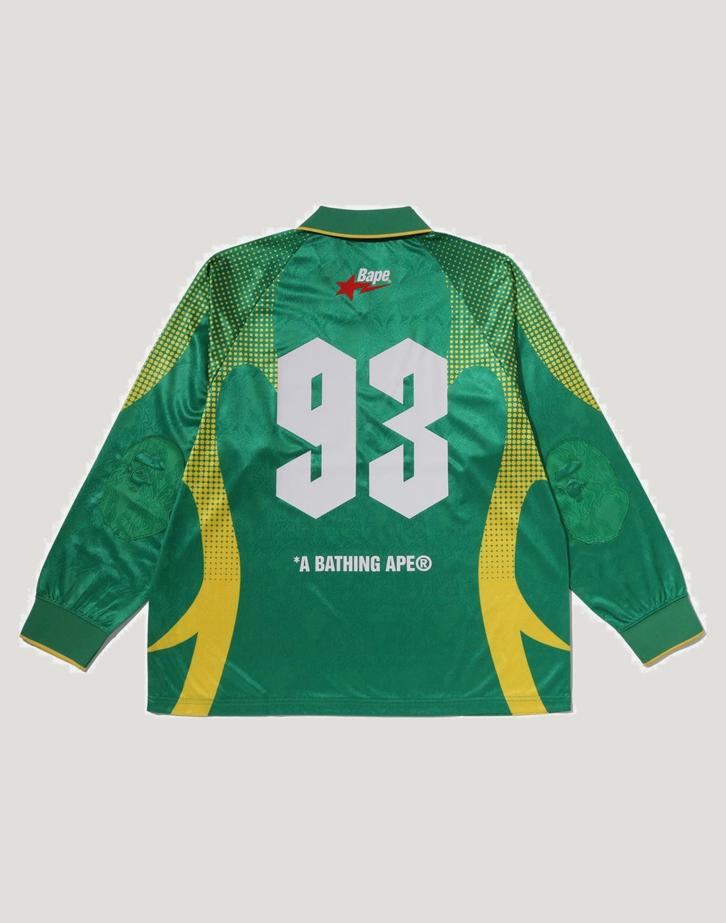 APE FLAME MONOGRAM JACQUARD LOGO RELAXED FIT FOOTBALL JERSEY MENS