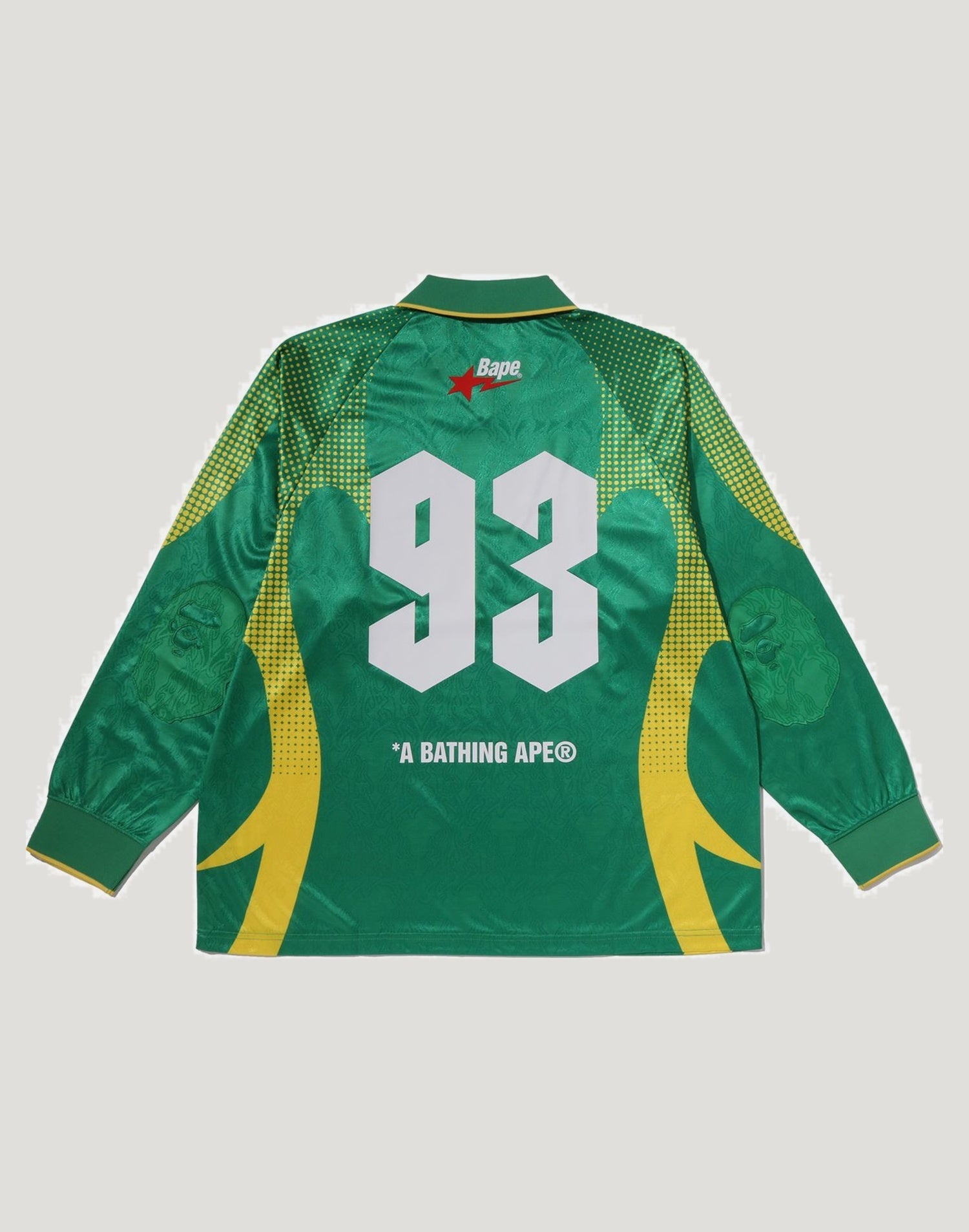 APE FLAME MONOGRAM JACQUARD LOGO RELAXED FIT FOOTBALL JERSEY MENS