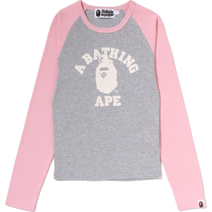 COLLEGE RAGLAN CROPPED LS TEE LADIES