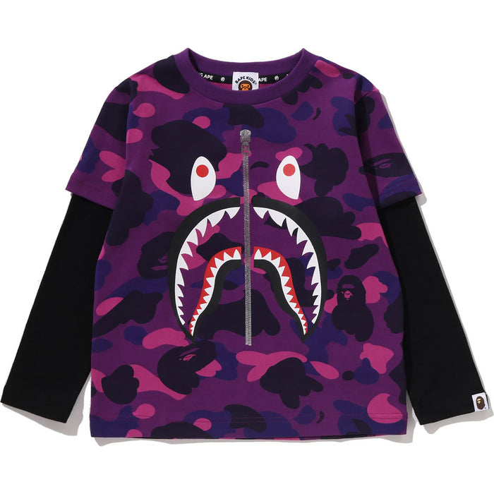 COLOR CAMO SHARK LAYERED LS TEE KIDS