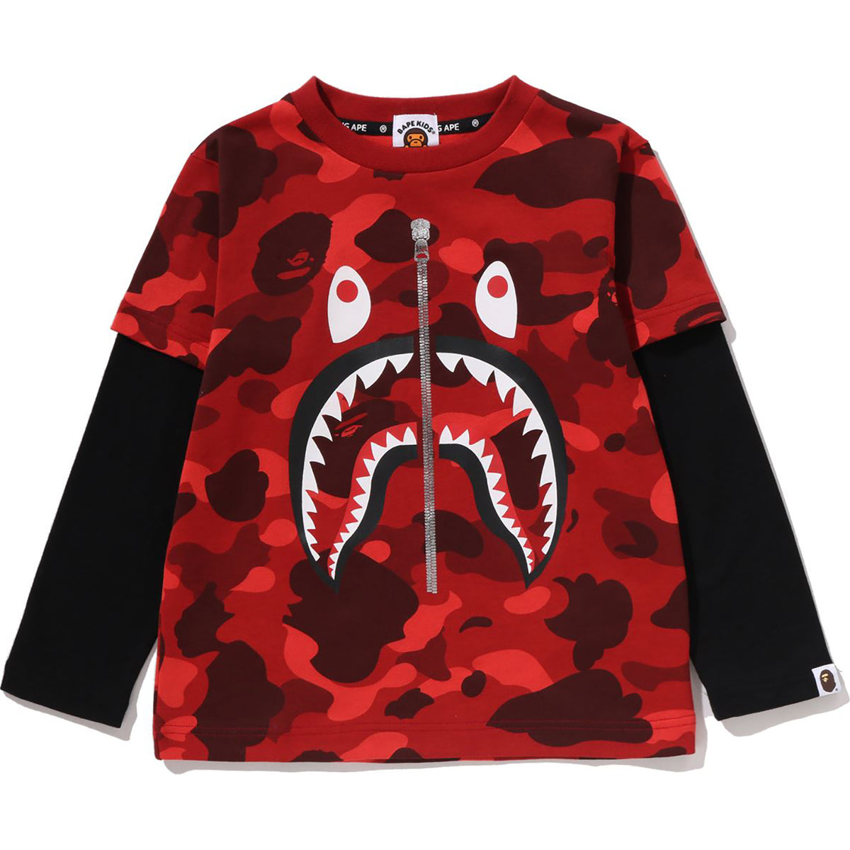 COLOR CAMO SHARK LAYERED LS TEE KIDS