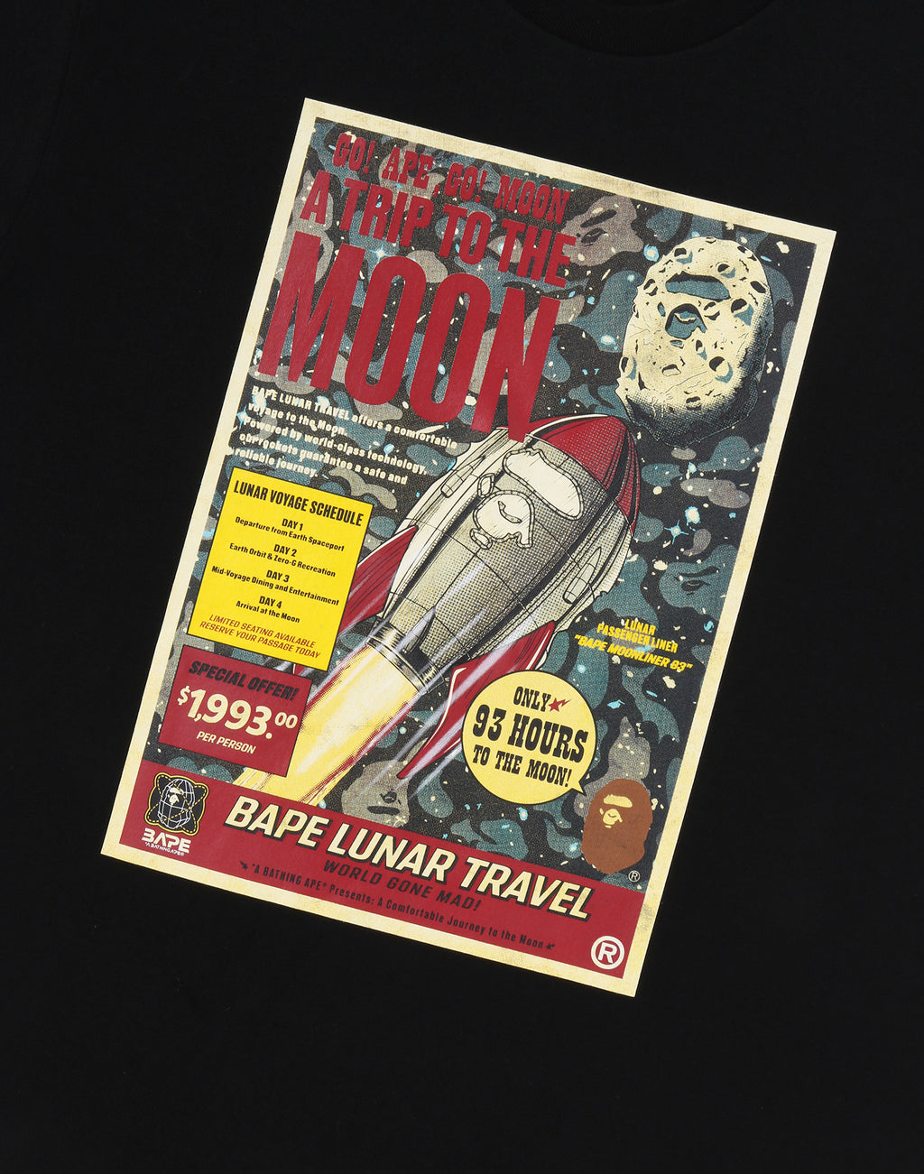 BAPE LUNA TRAVEL POSTER LS TEE MENS
