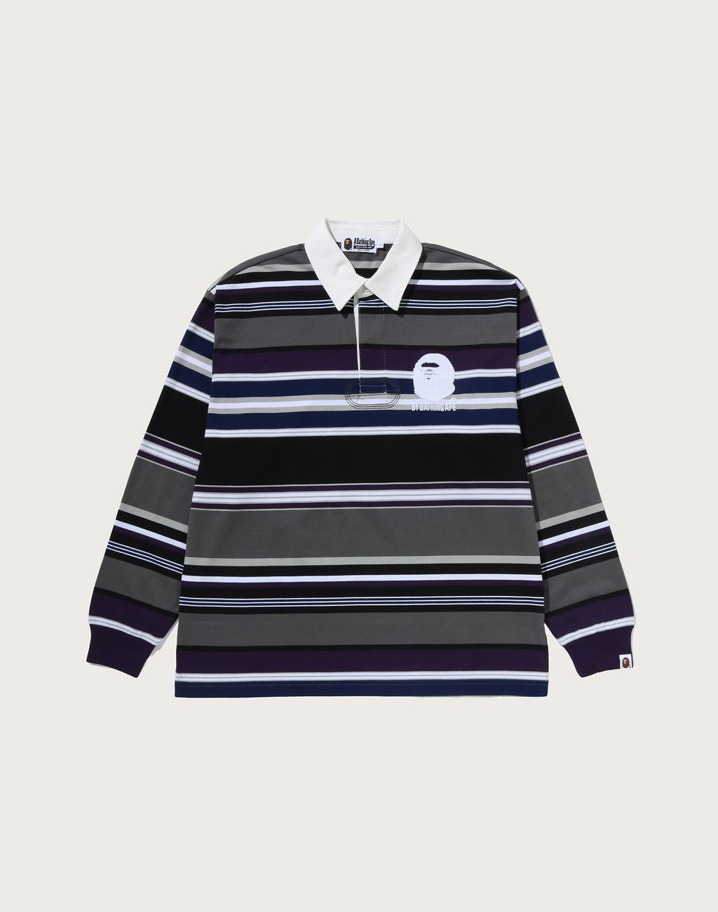BY BATHING APE STRIPE RELAXED FIT POLO LS TEE MENS
