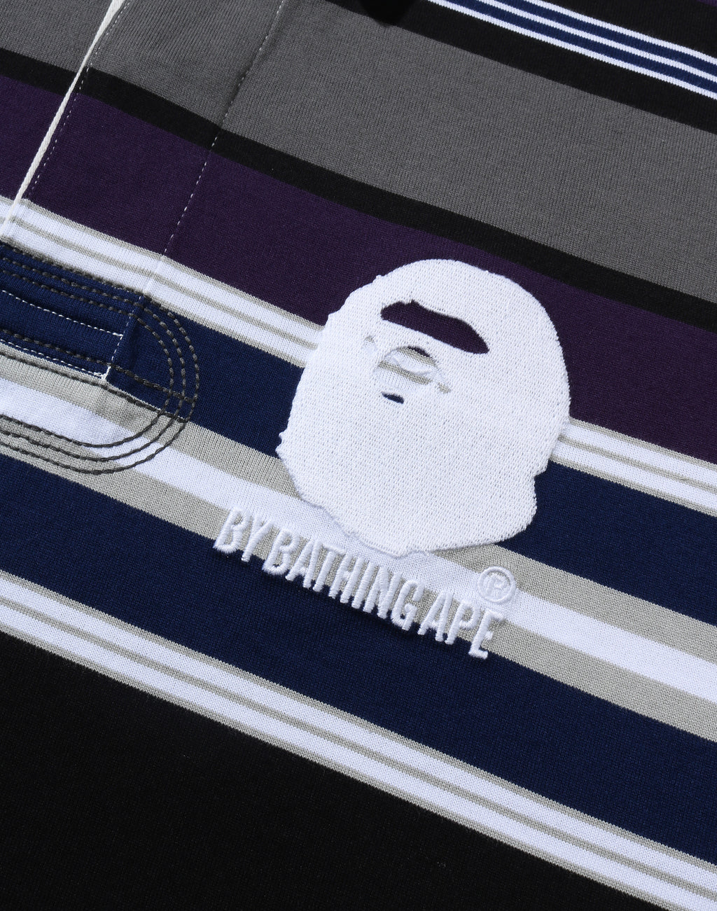 BY BATHING APE STRIPE RELAXED FIT POLO LS TEE MENS