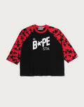 STA PATTERN BAPE STA RAGLAN CROPPED FIT LS TEE MENS