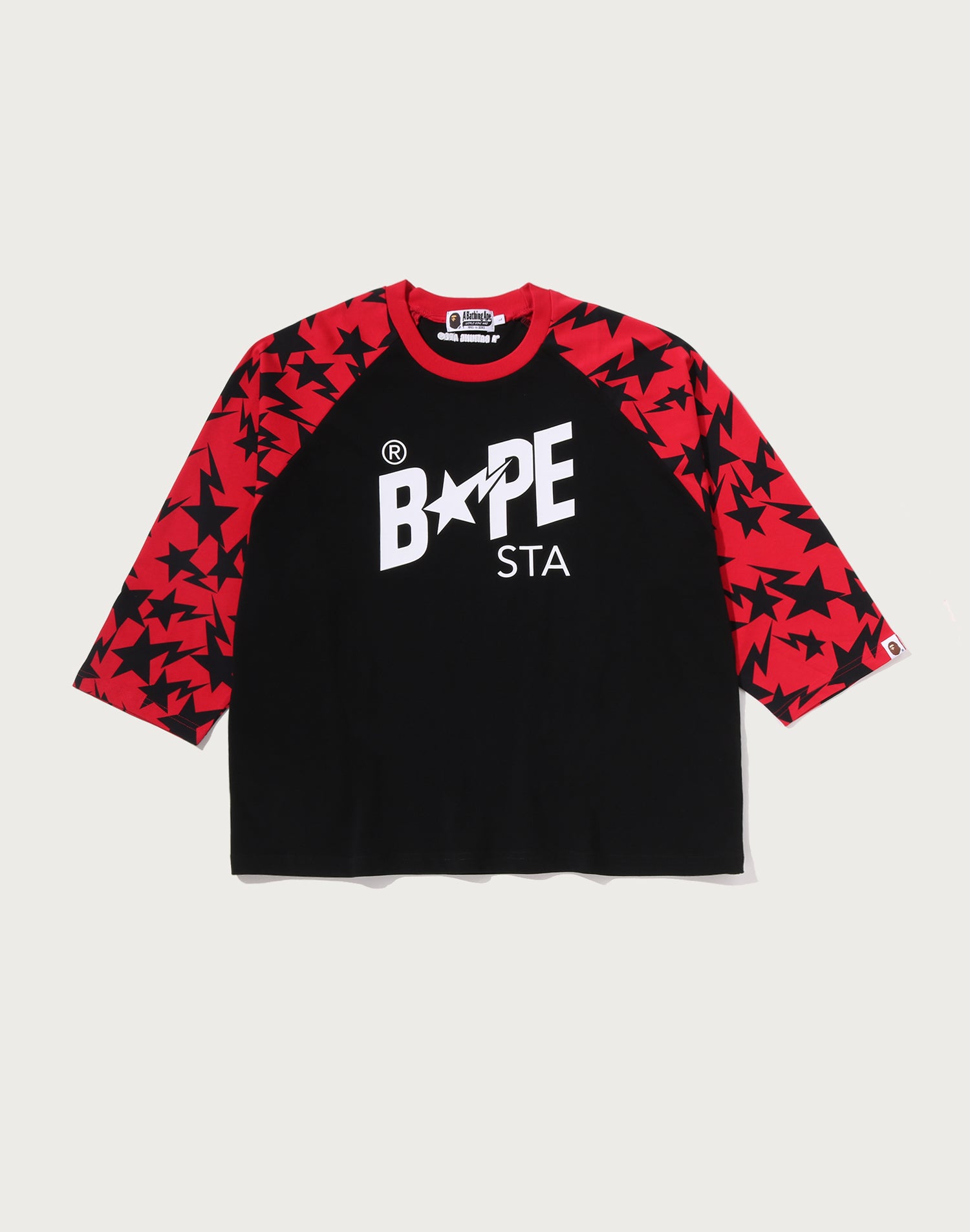 STA PATTERN BAPE STA RAGLAN CROPPED FIT LS TEE MENS
