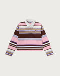 APE HEAD ONE POINT STRIPE BOXY CROPPED L/S POLO TEE LADIES