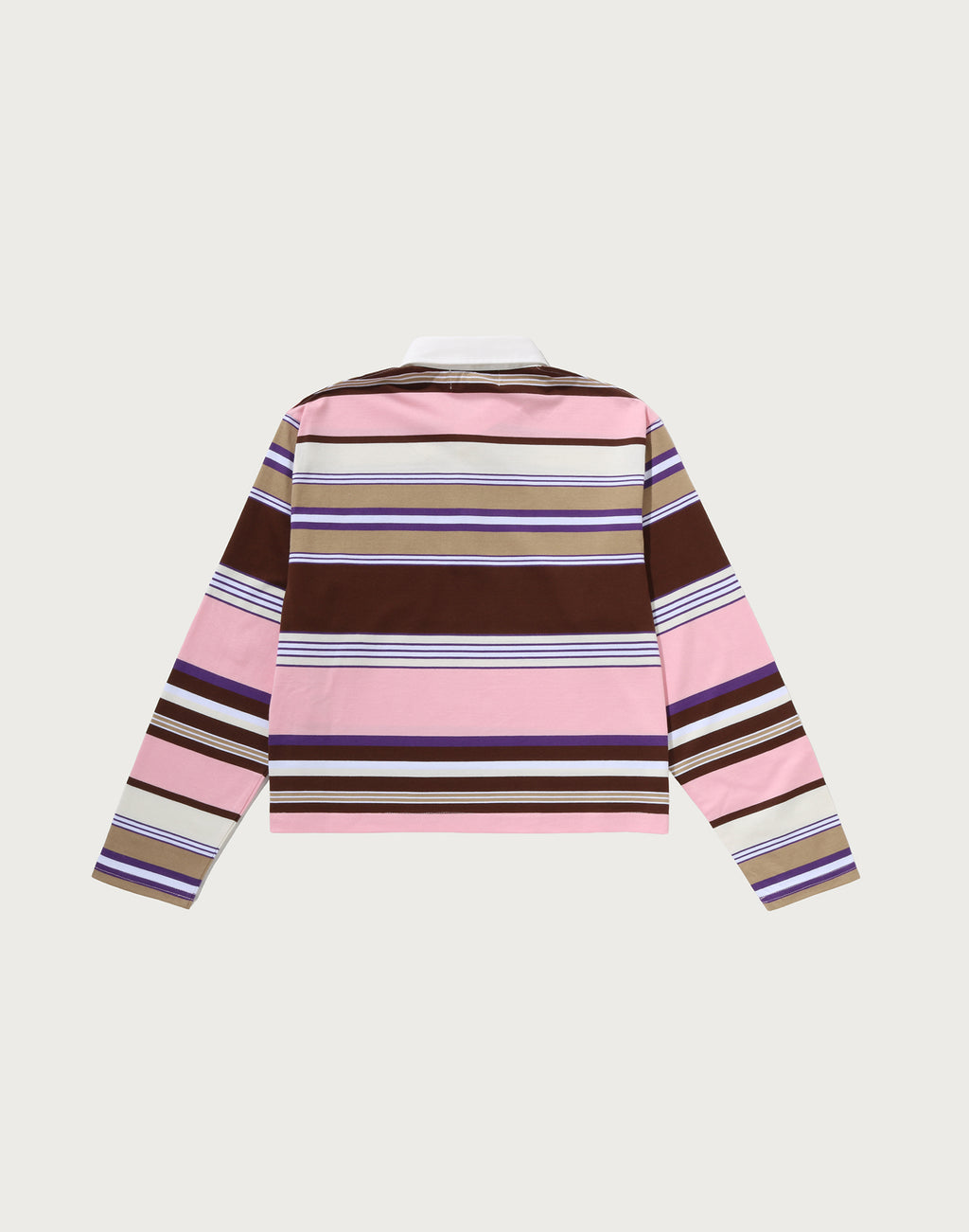 APE HEAD ONE POINT STRIPE BOXY CROPPED L/S POLO TEE LADIES