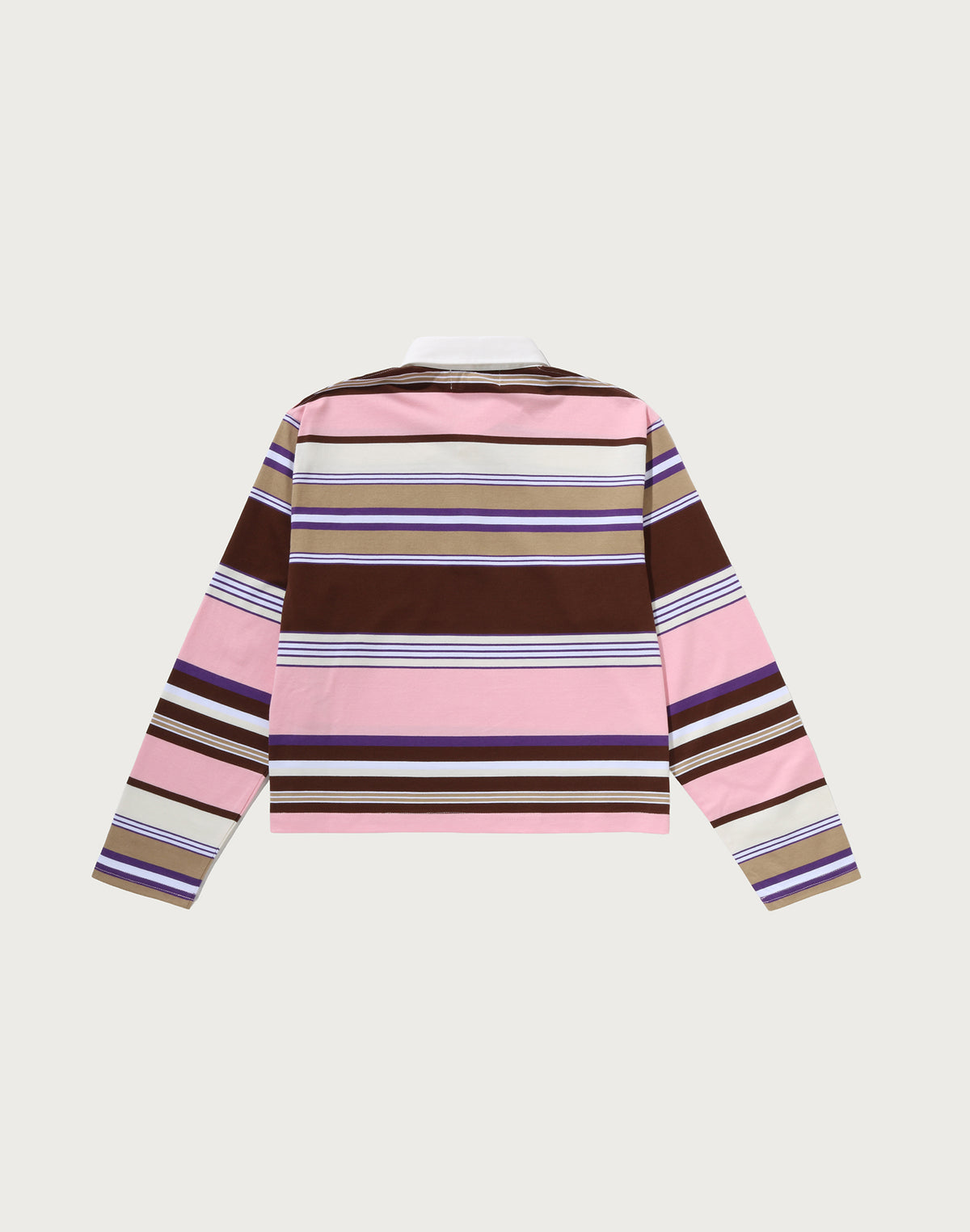 APE HEAD ONE POINT STRIPE BOXY CROPPED L/S POLO TEE LADIES