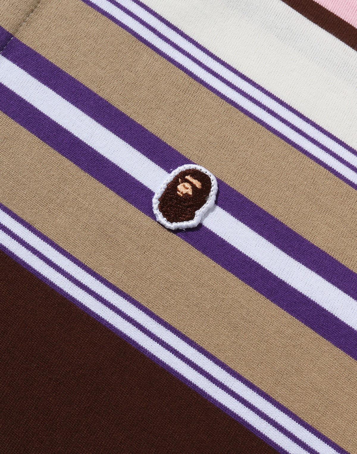 APE HEAD ONE POINT STRIPE BOXY CROPPED L/S POLO TEE LADIES