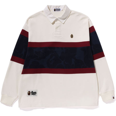 METAL ONE POINT BAPE L/S COLOR BLOCKING RUGBY POLO MENS