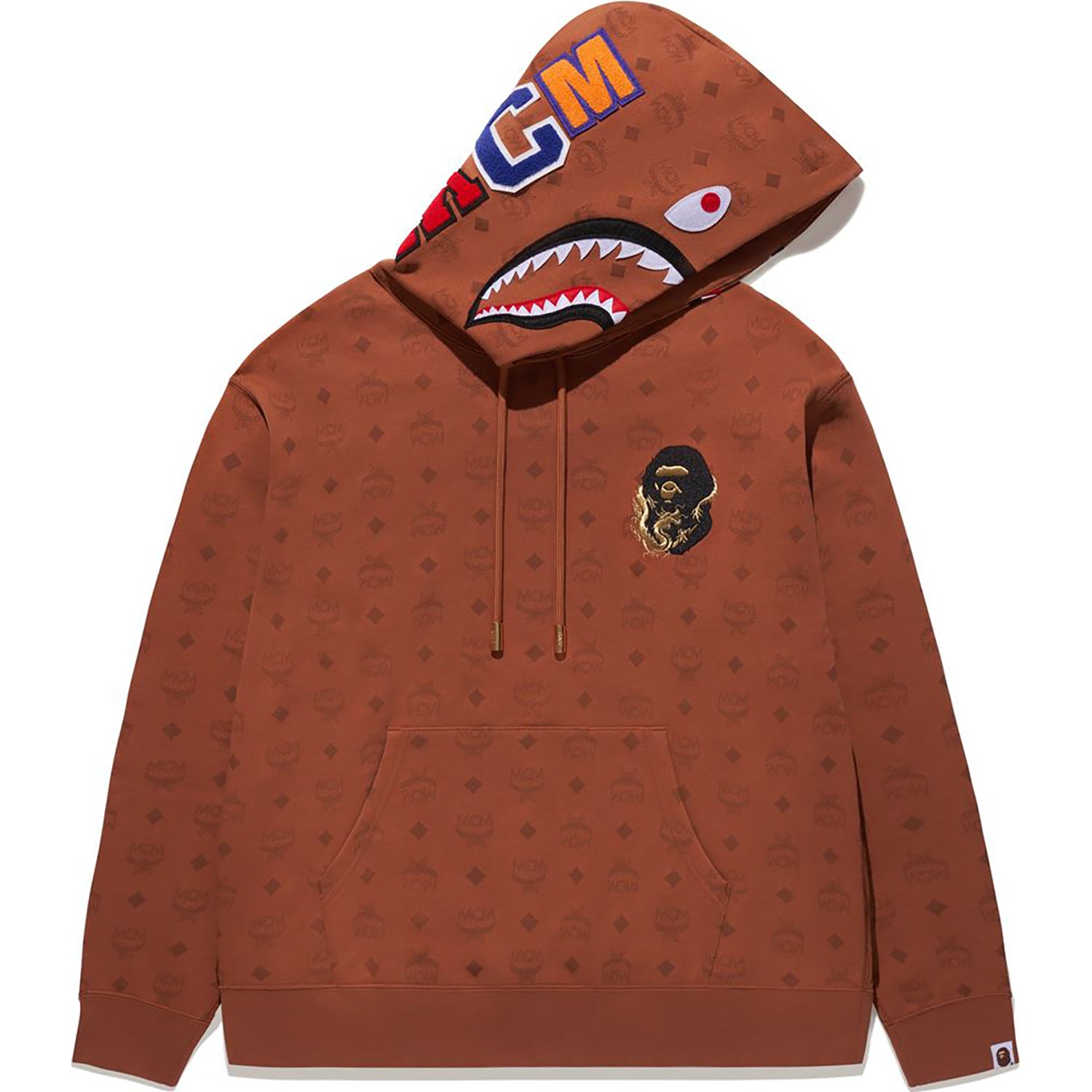 BAPE X MCM SHARK PULLOVER HOODIE MENS