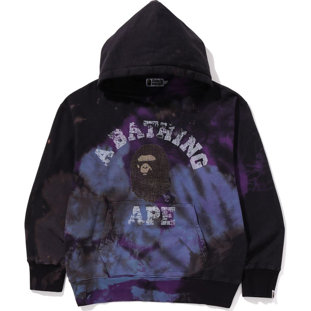 TIE DYE COLLEGE RELAXED FIT PULLOVER HOODIE MENS