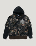 TREE EDGE CAMO LAYERED PULLOVER HOODIE MENS