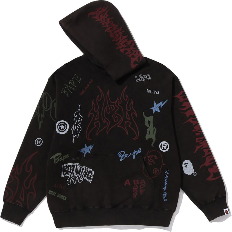 ALLOVER PRINT RELAXED FIT PULLOVER HOODIE MENS